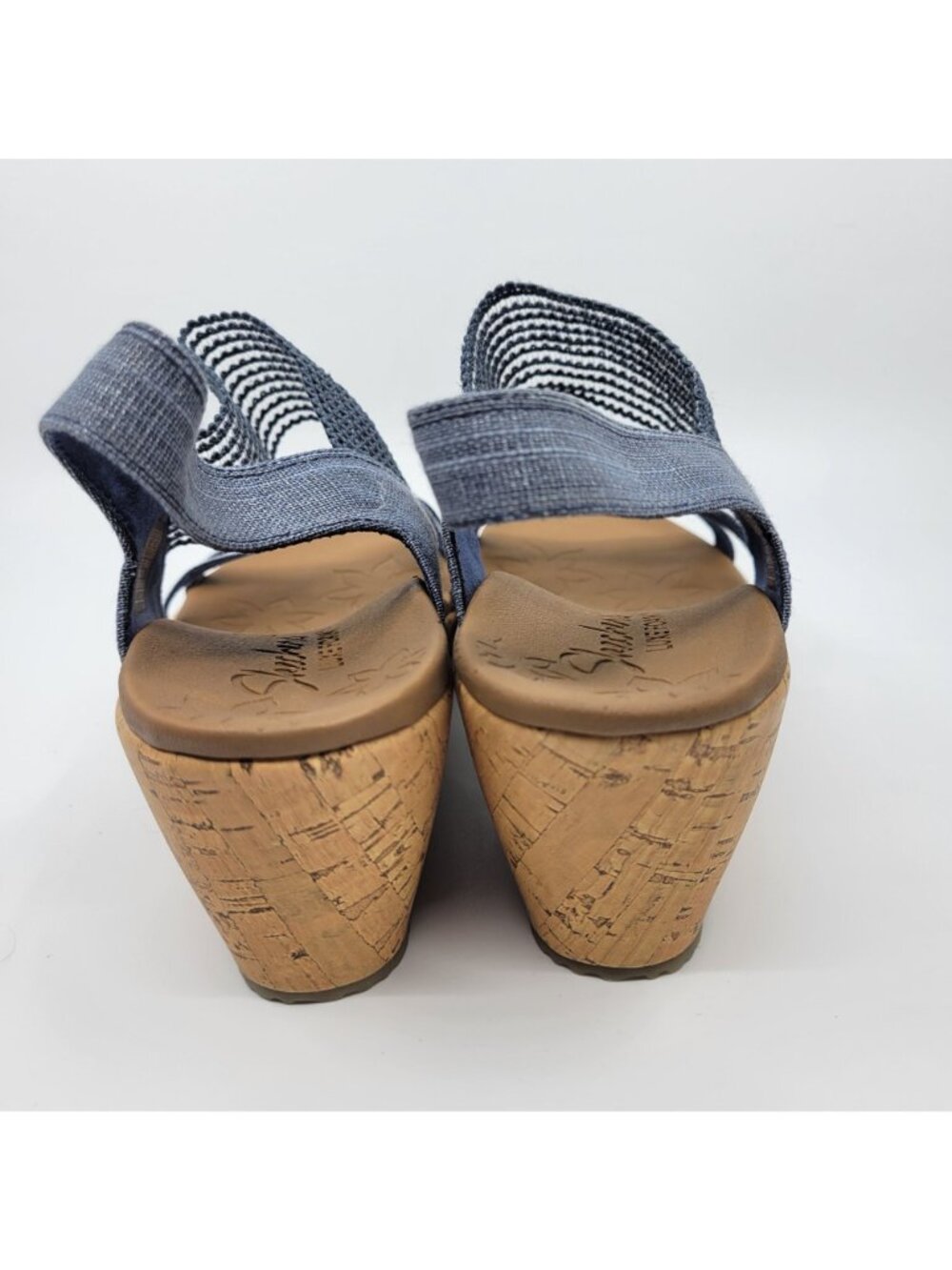 Skechers Beverlee Luxe Foam Wedge Sandals Womens sz 10 Blue Comfort Shoes Beachy - Picture 7 of 11
